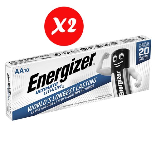 Energizer Ultimate Lithium Batteries AA (Pack Of 20 Pieces)