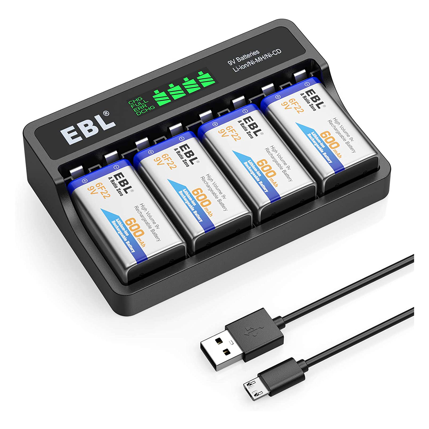 EBL 4 Bay intelliCharger & 4 Pack of 9V Li-ion Batteries 1